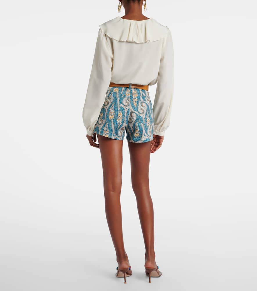 Paisley denim shorts