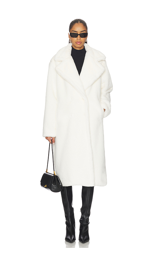 MORE TO COME Calliope Faux Fur Coat in White. M. Also in L, S, XL
