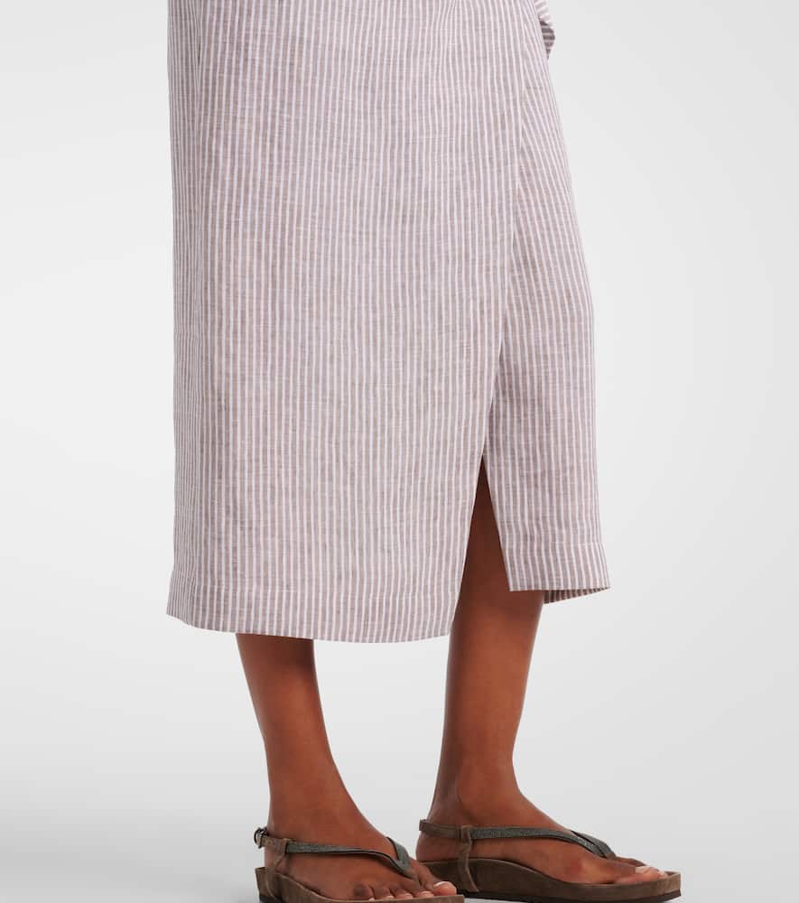 Striped linen wrap skirt