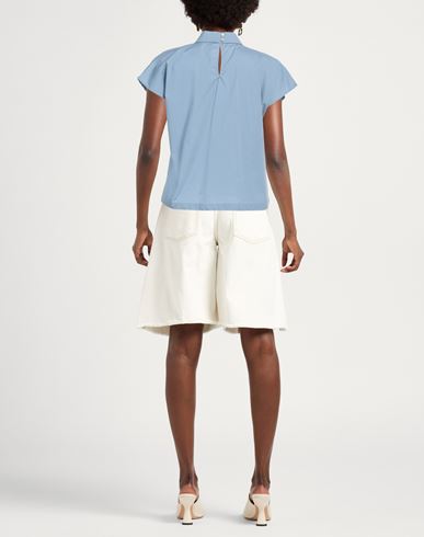 Alpha Studio Woman Top Light blue Size 10 Cotton, Elastane
