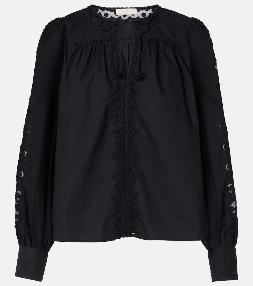 Kady lace-trimmed cotton blouse