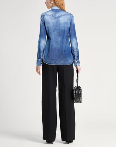 Woman Denim shirt Blue Size 2 Cotton, Elastane