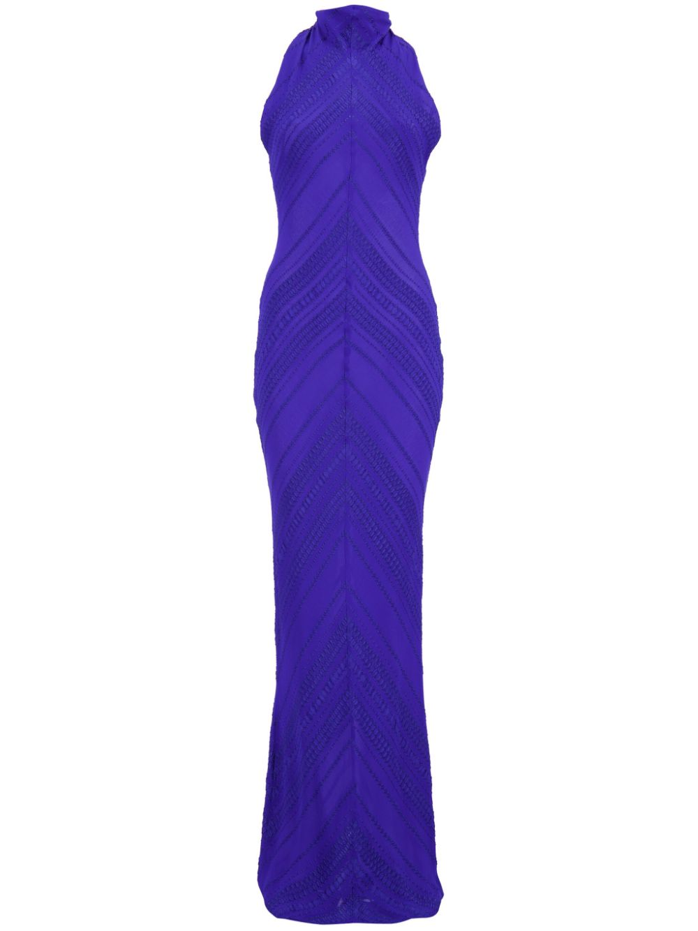 Textured silk-blend dress - Blue