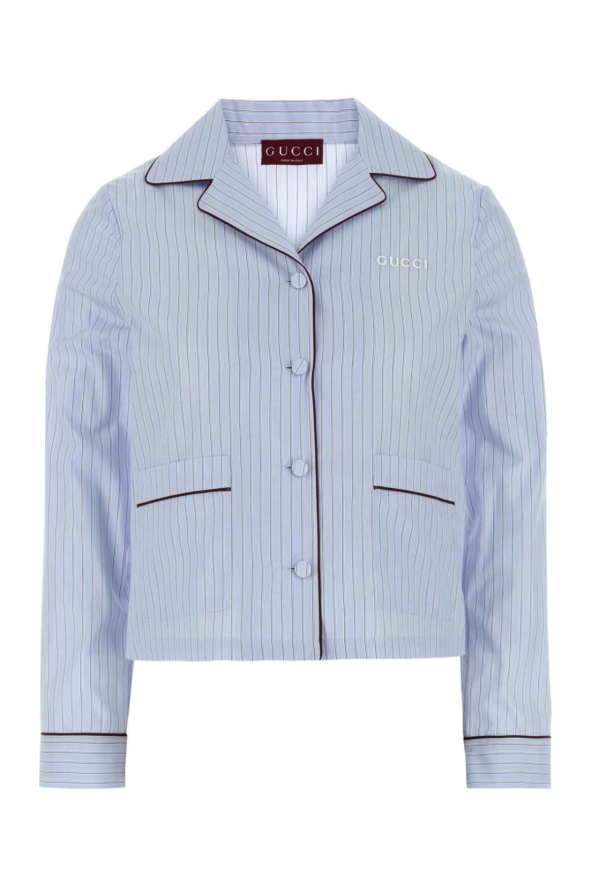 Striped Poplin Shirt — Blue