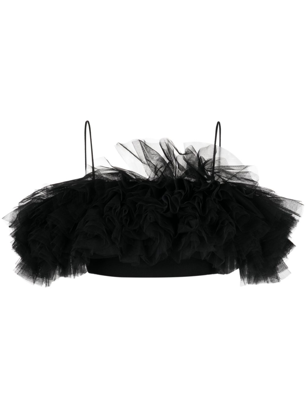 Ruffle sleeveless crop top - Black