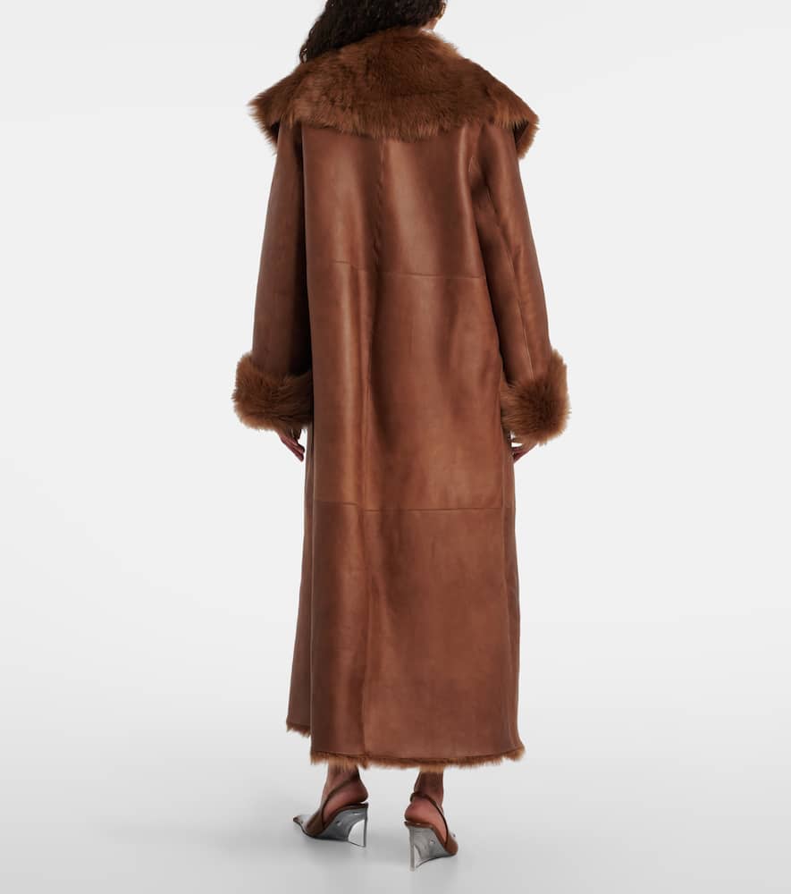 Marlene reversible shearling-lined suede coat