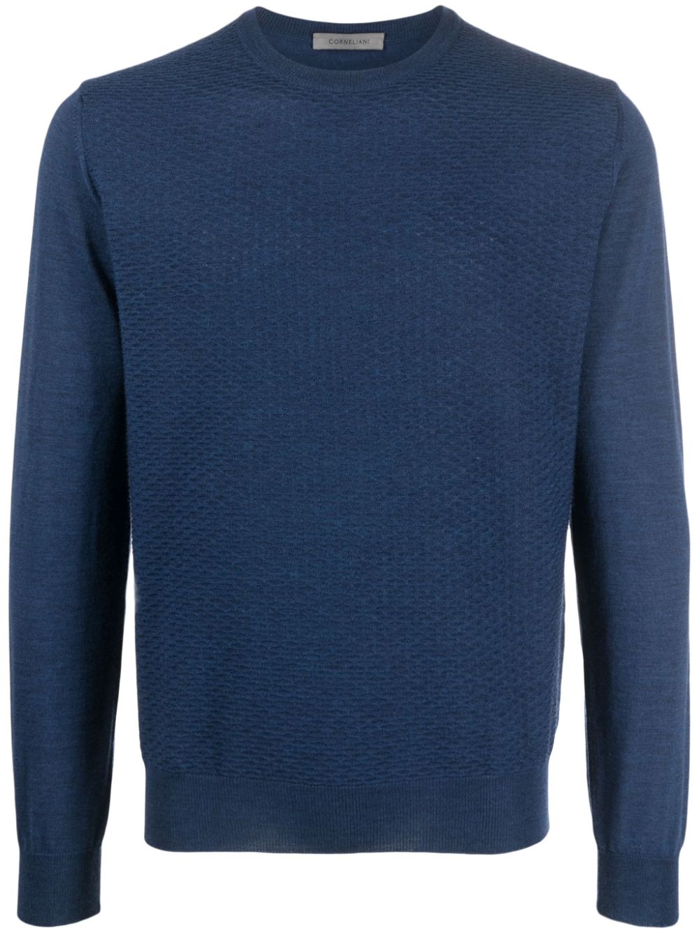 Crew-neck virgin wool jumper - Blue
