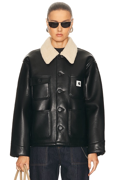 Carhartt WIP Shepton OG Michigan Coat in Black & Natural - Black. L also in M