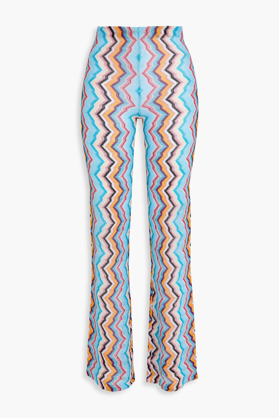 Crochet-knit flared pants - Blue - IT 44