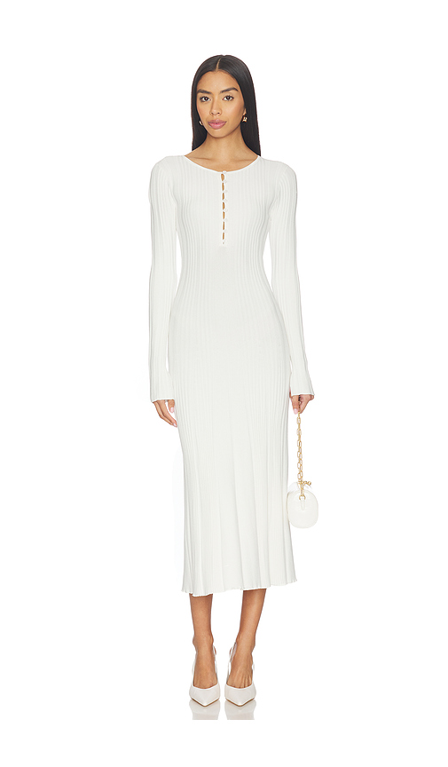 L'Academie by Marianna Wanda Knit Long Sleeve Dress in Ivory. L. Also in M, S, XL