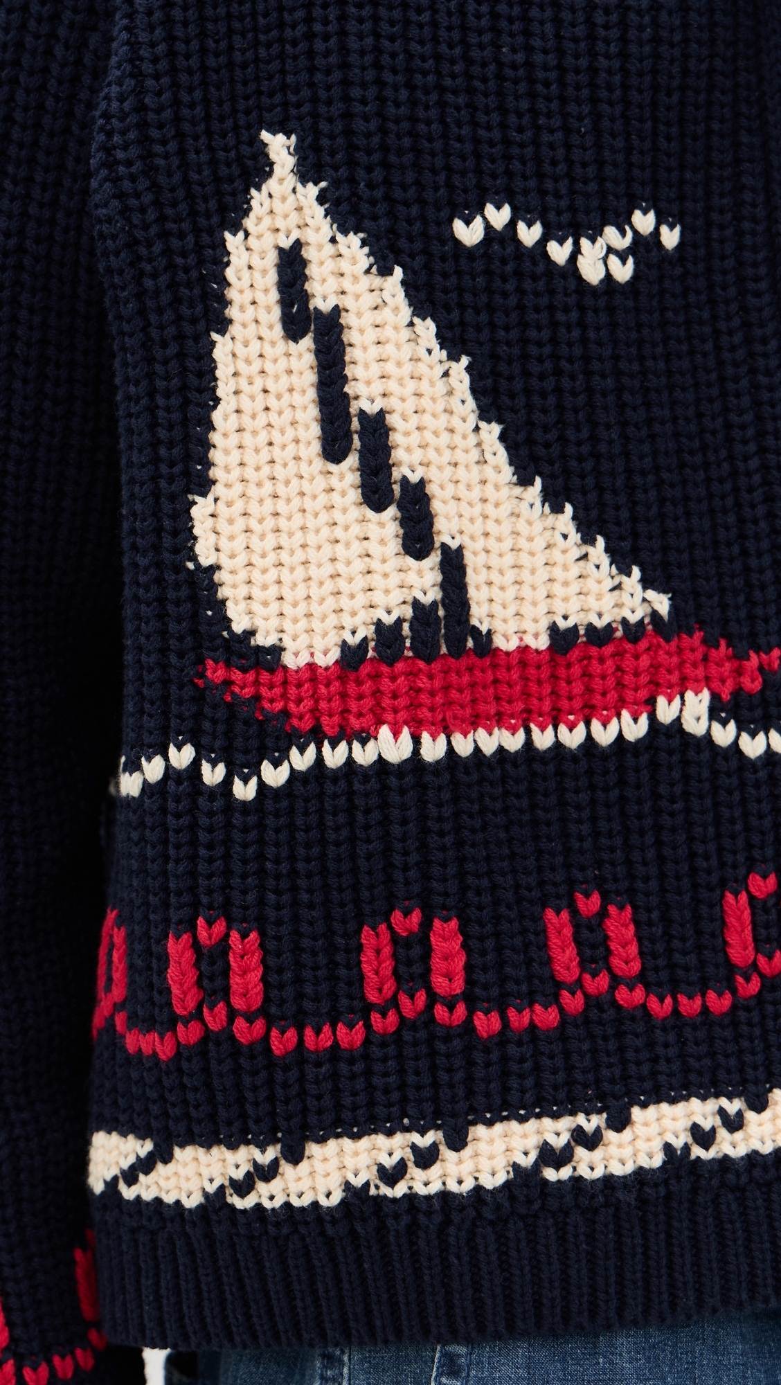 The Sailboat Lodge Cardigan Dark Navy