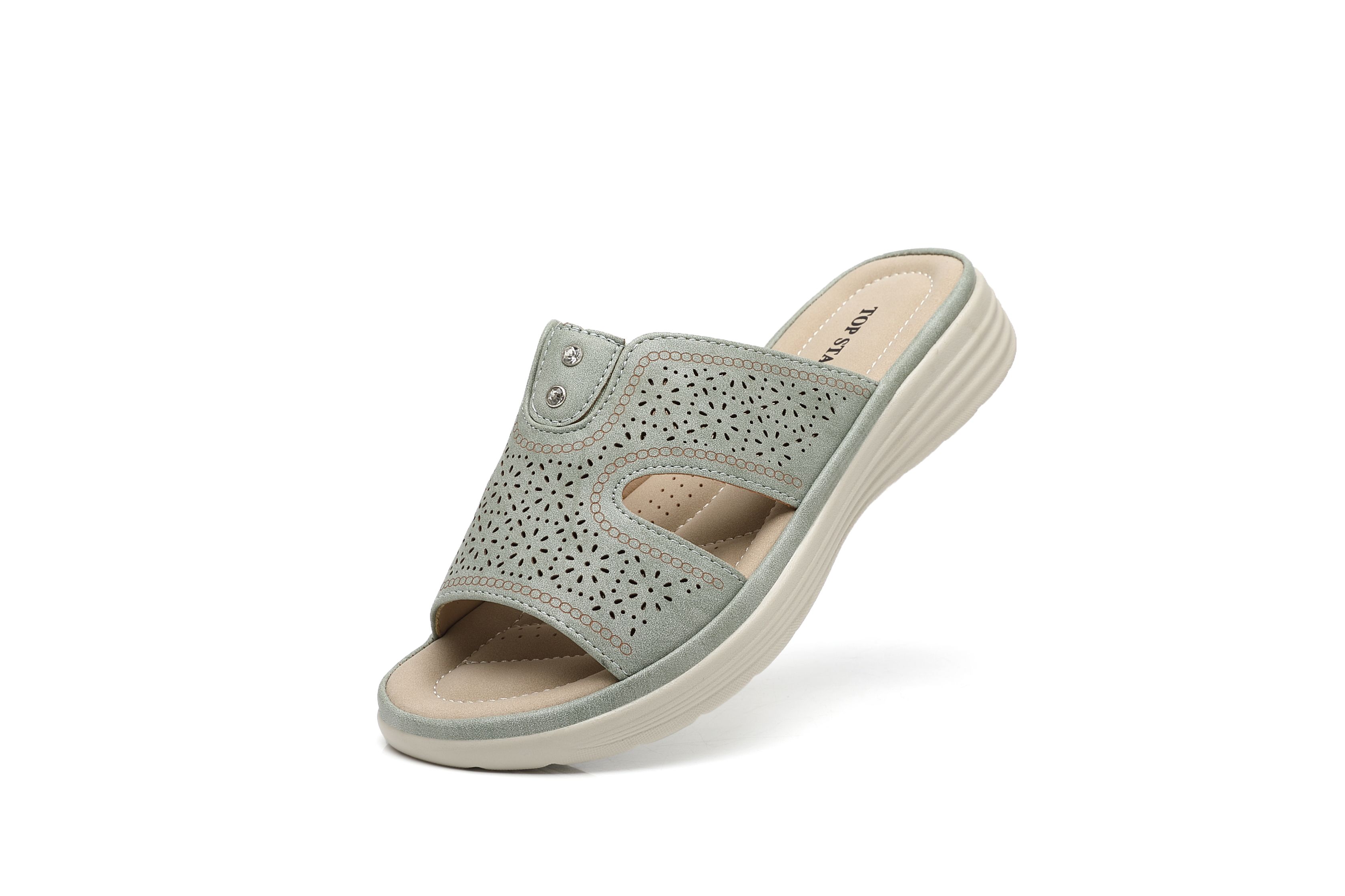 Ivachy Cushioned Cut Out Mule Lightweight Slide Sandals In Green