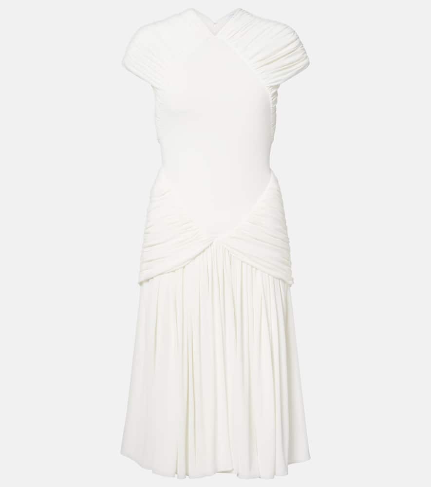 Ruched crêpe jersey midi dress