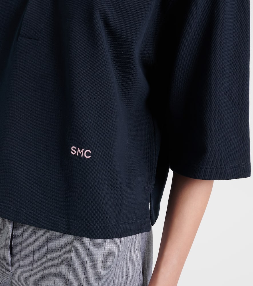 Cropped cotton piqué polo shirt