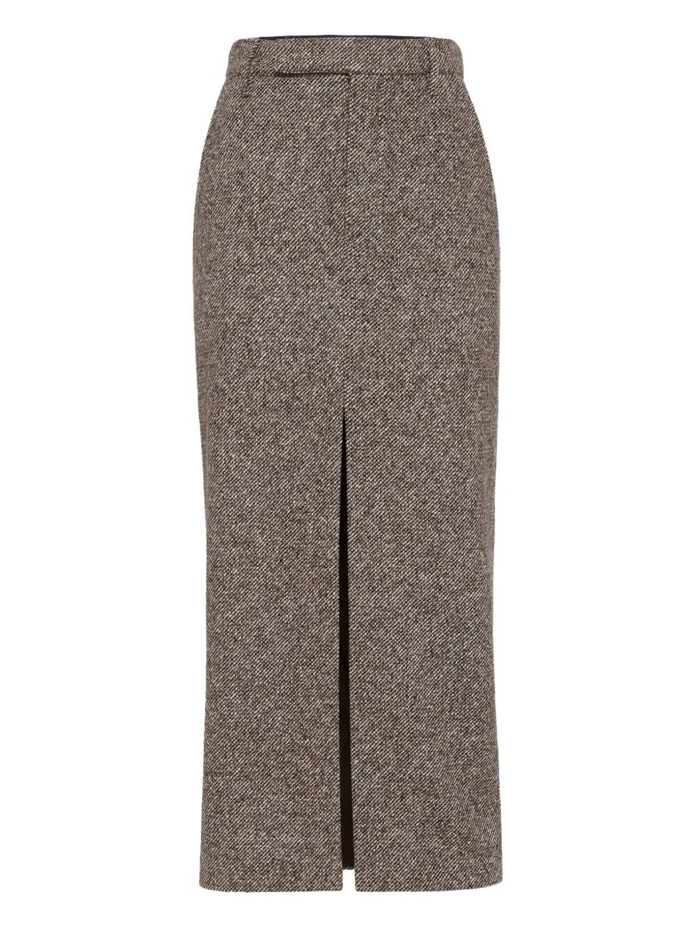 Tailored Pencil Skirt In Diagonal Melange Of Virgin