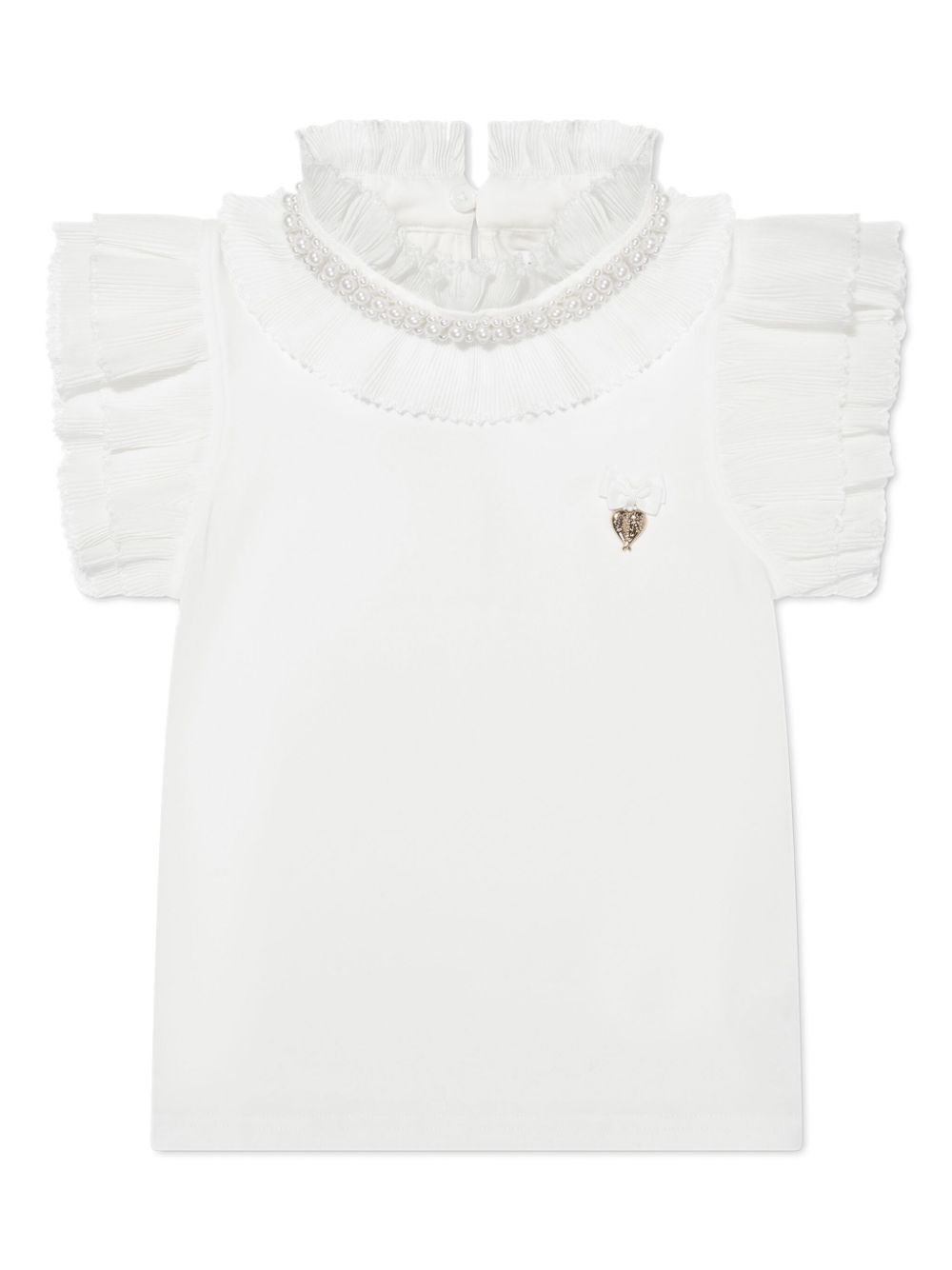 Ruffle-detail T-shirt - White
