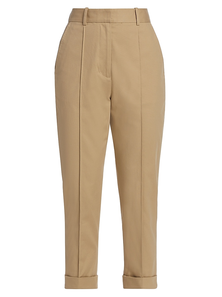 Women's Cropped Carrot Trousers - Khaki