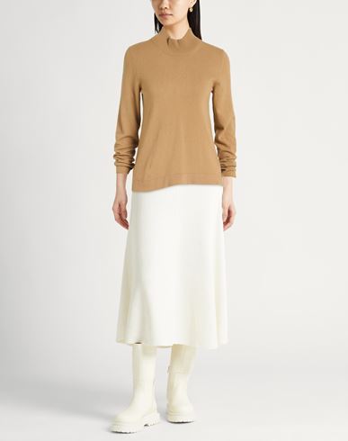Woman Turtleneck Sand Size 4 Virgin Wool, Viscose, Cashmere