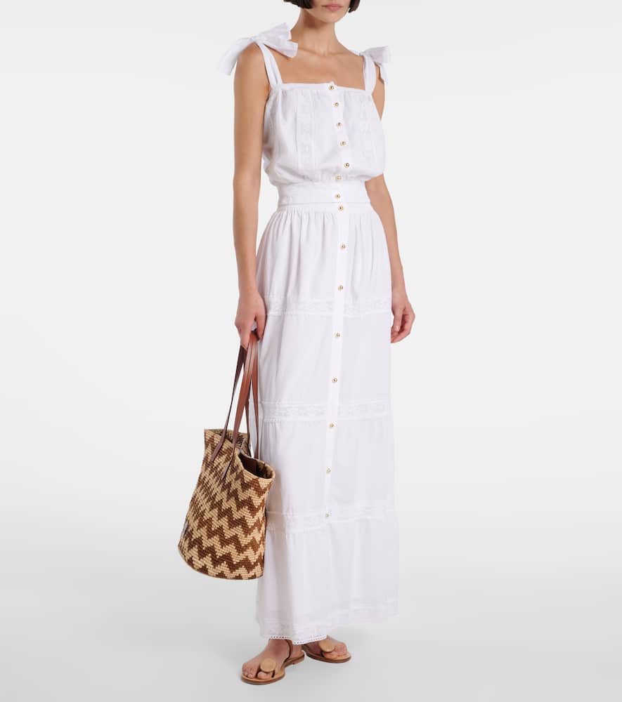 Cate lace-trimmed cotton maxi skirt