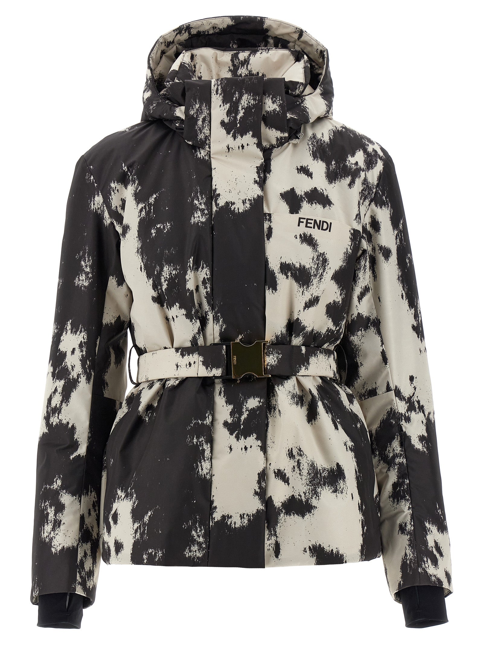 Frosted Fauna Patterned Down Jacket — Multicolor