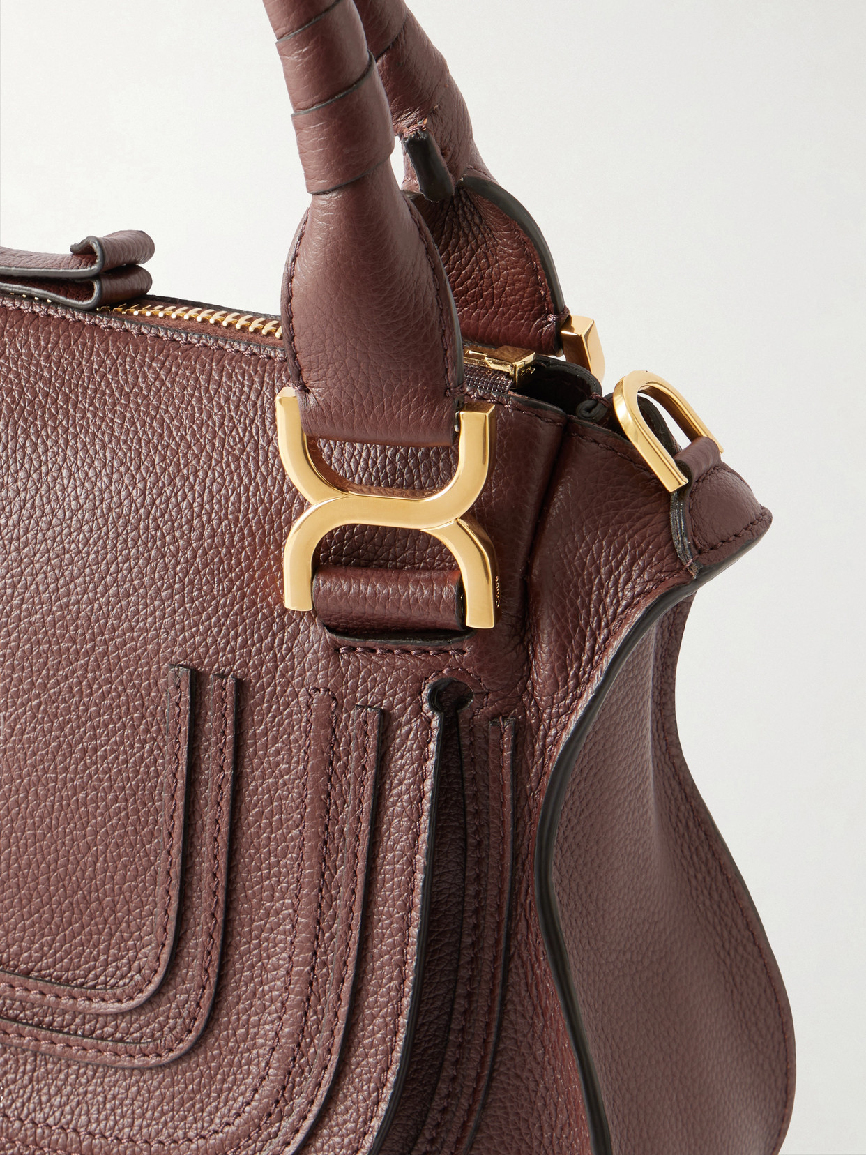 Marcie Medium Textured-leather Tote - Brown