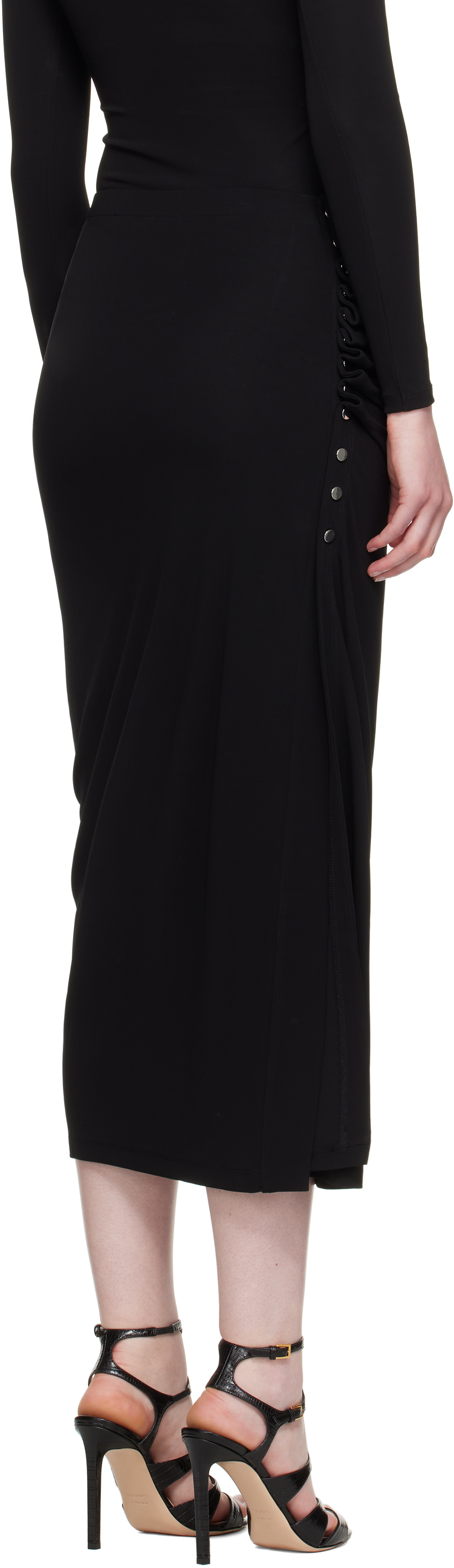 Rabanne Black Jersey Midi Skirt
