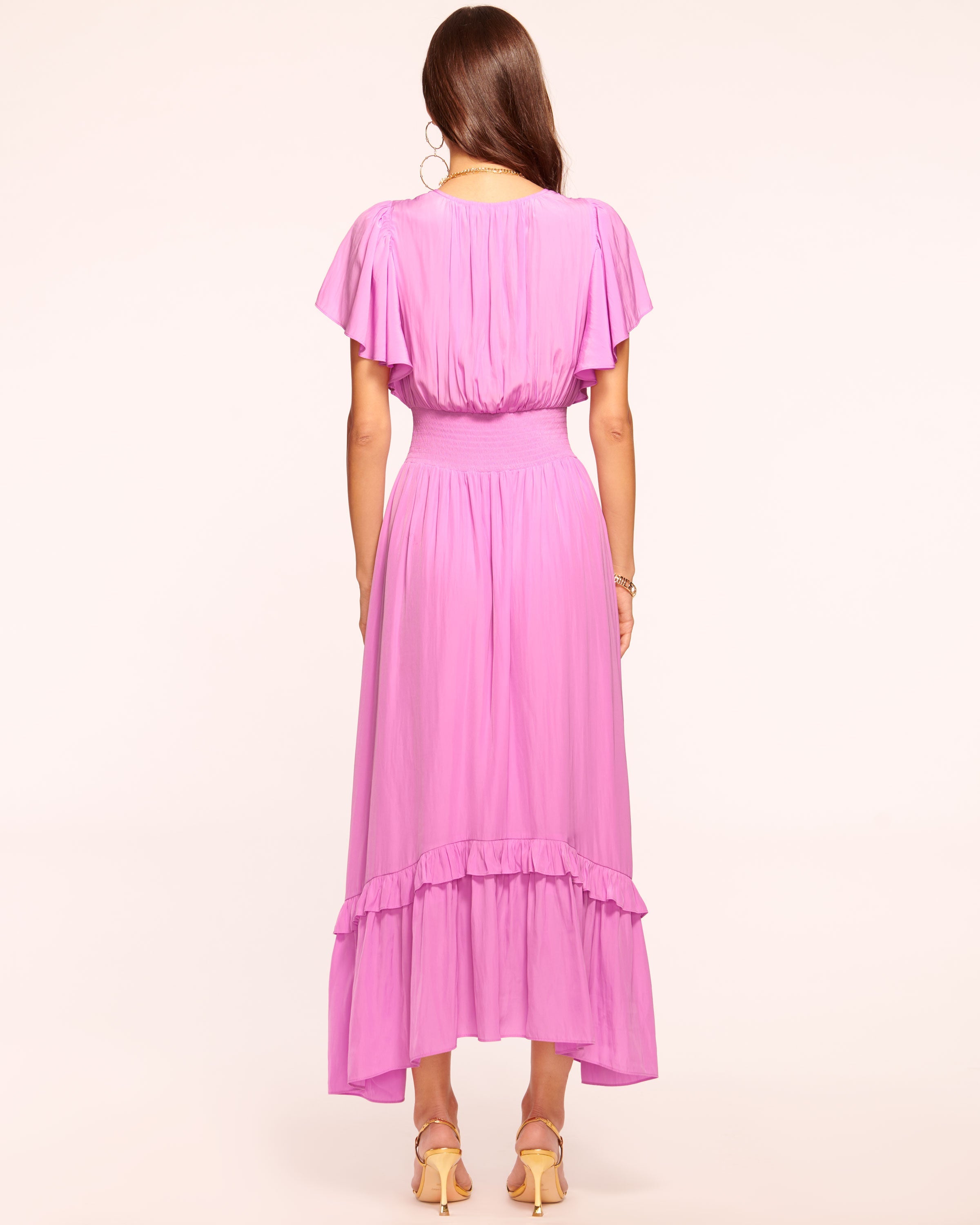 Joanie Short Sleeve Maxi Dress in Pink Petunia
