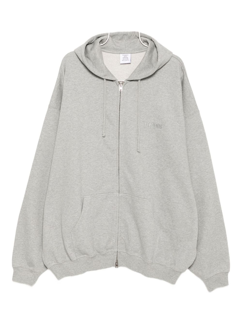 Logo-embroidered zip-up hoodie - Grey