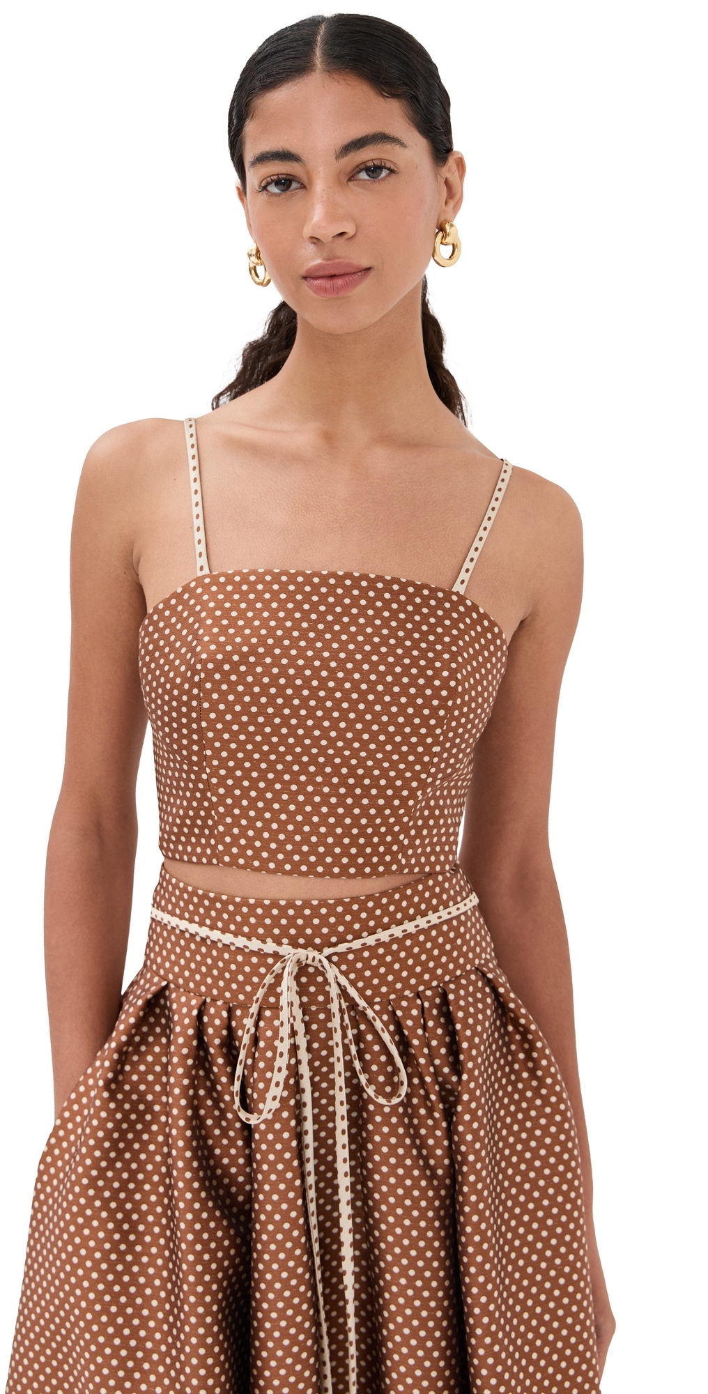 Halfway There Crop Top Brown/Cream