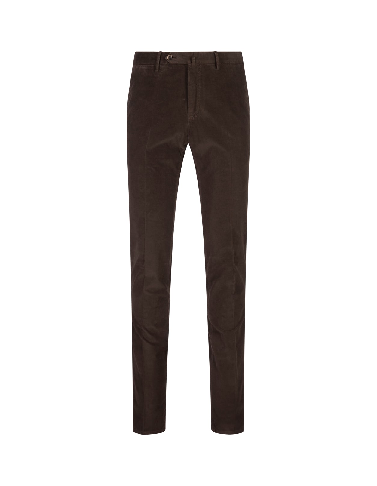 Brown Stretch Tricotine Slim Fit Trousers
