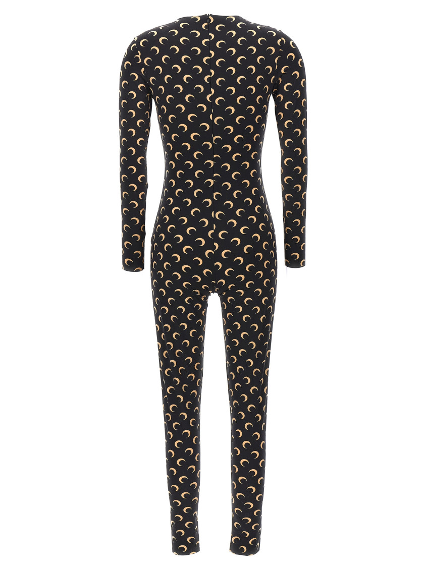 Moon-print jersey catsuit - Black