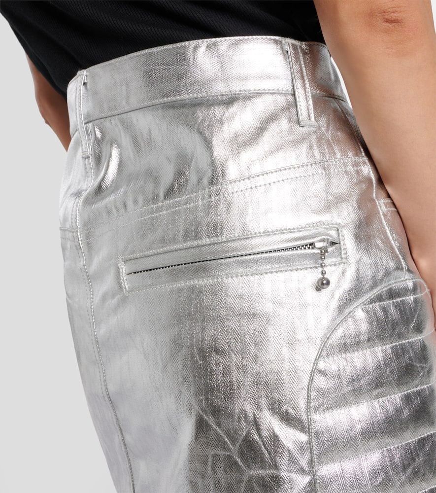 Metallic-effect cotton miniskirt