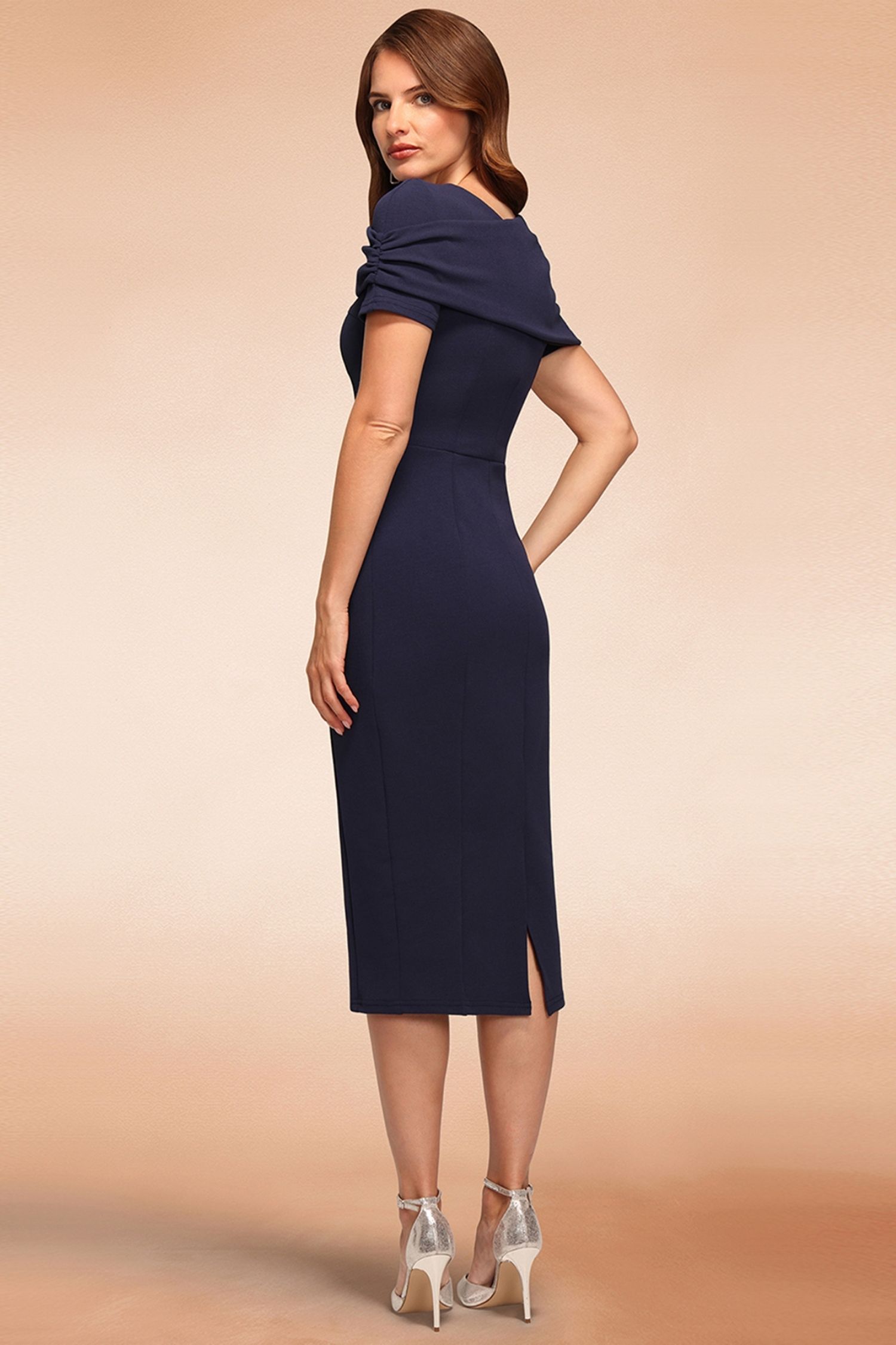 Hot Squash Women's Cape Bodycon Dress in Navy