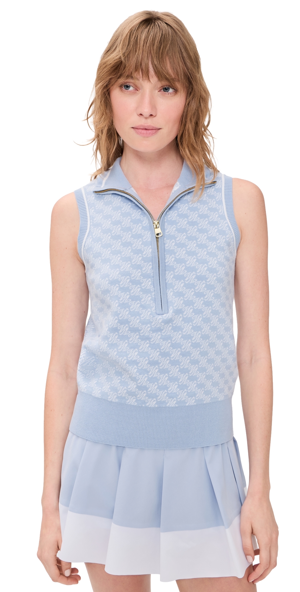 Vincent Half Zip Sweater Vest Xenon Blue/White