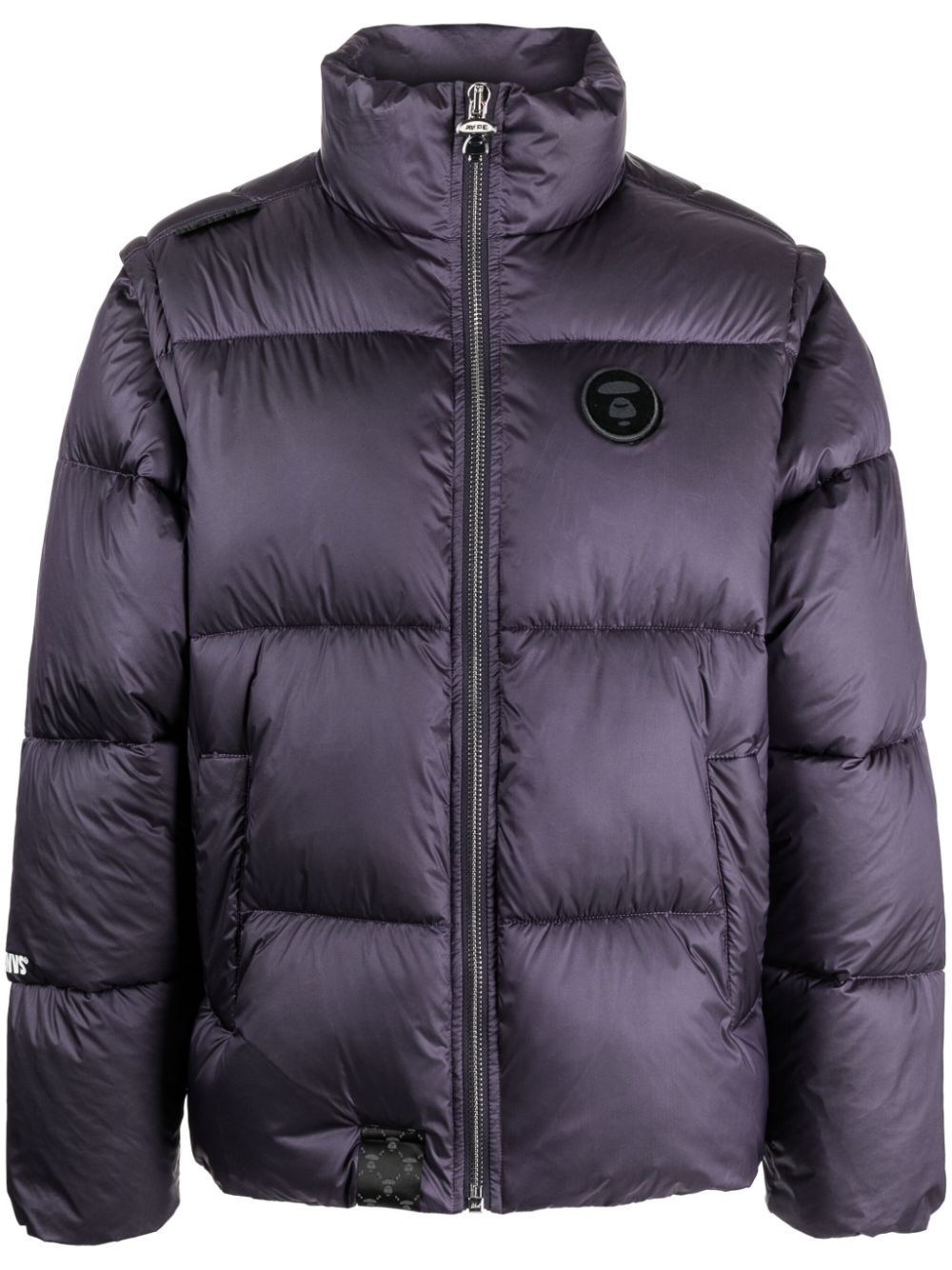 Logo-appliqué puffer jacket - Purple