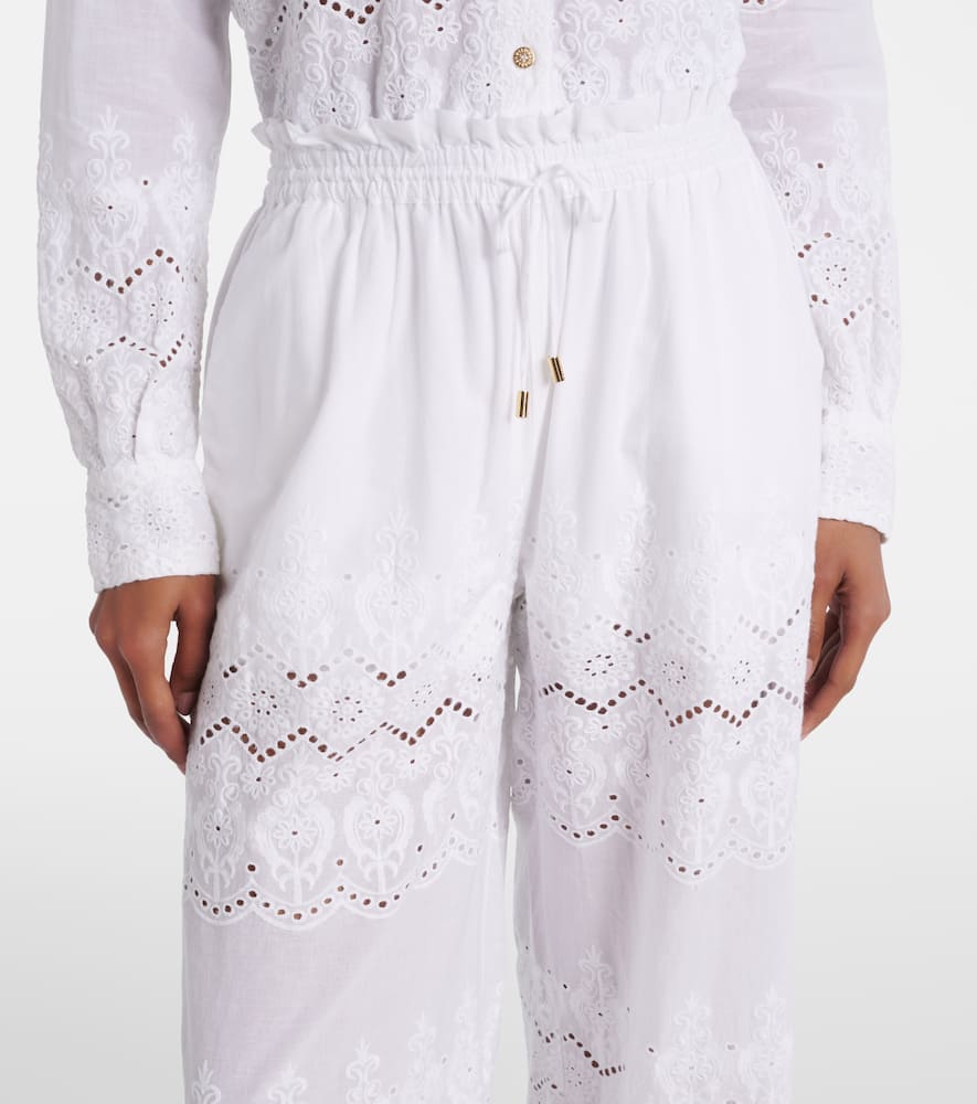 Immy broderie anglaise cotton wide-leg pants
