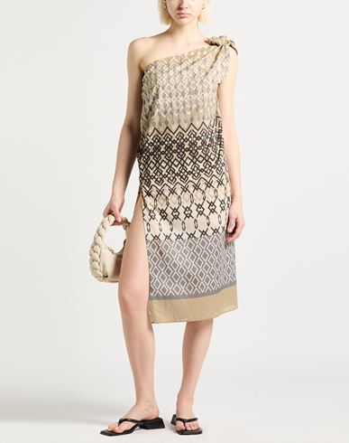 Woman Midi dress Beige Size 0 Cotton