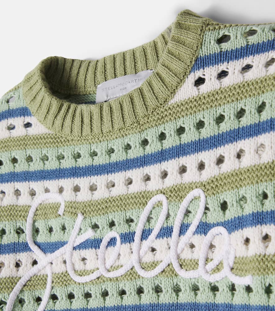 Embroidered striped cotton sweater