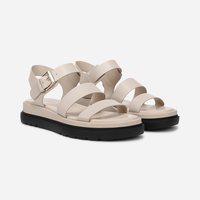 Avenue Platform Sandals, Ivory Beige Faux Leather