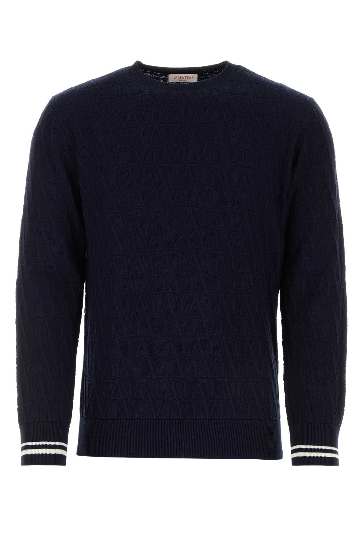 Cotton-Knit Sweater — Navy