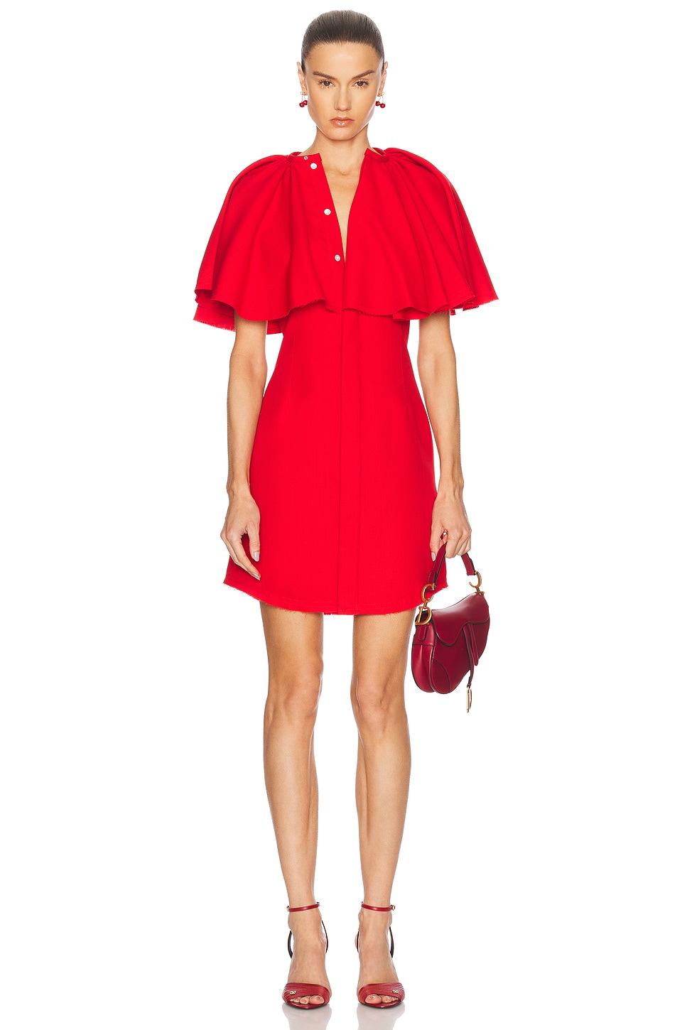 Ami Paris Women's Mini Wool Dress in Red | Size 34 | FDR053WV0068