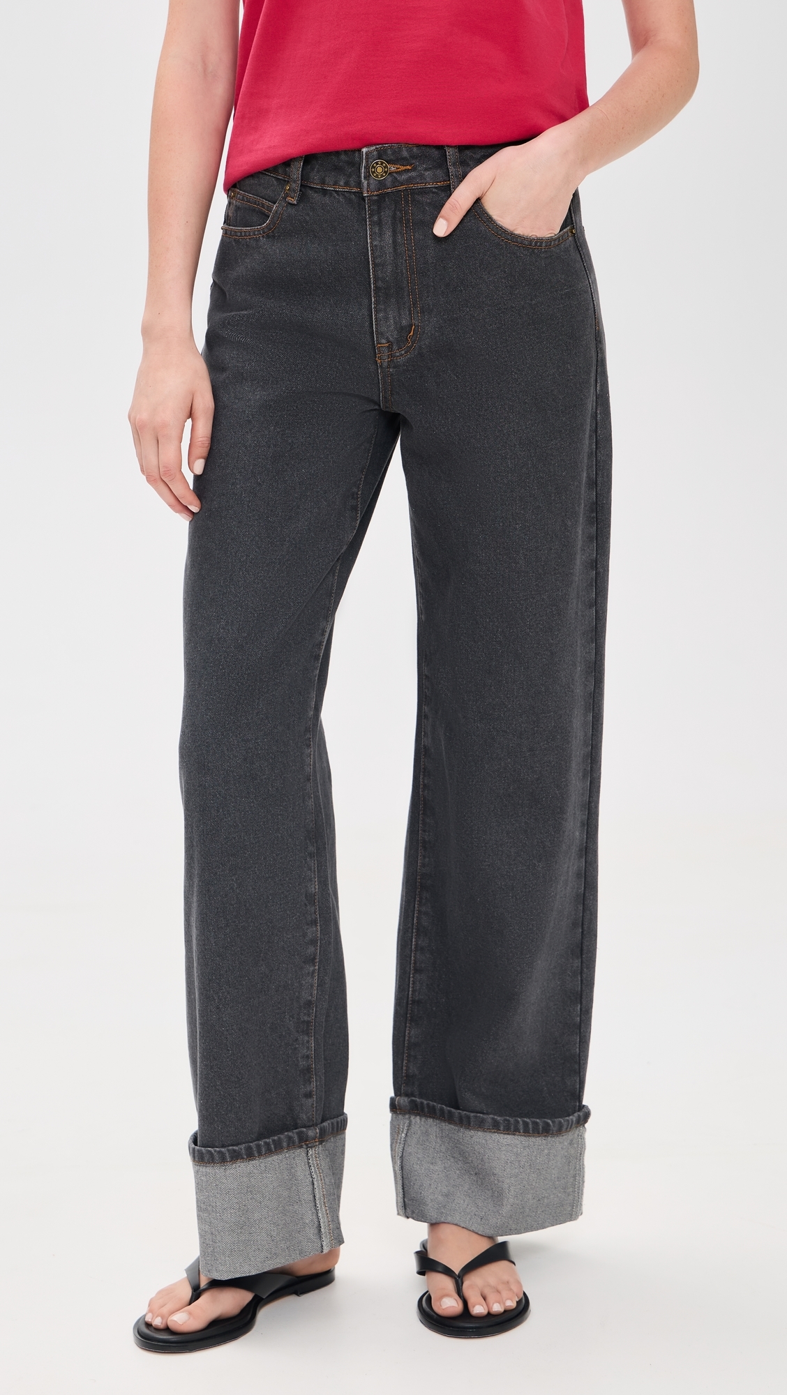 Top Model Cuffed Jeans Charcoal