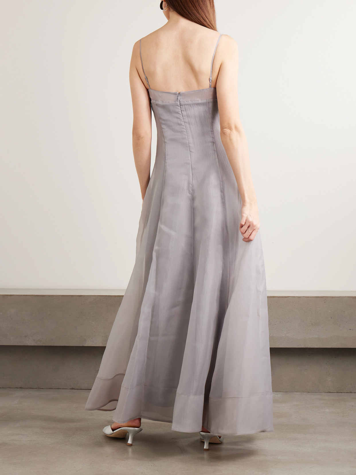 Gustav Paneled Organza Maxi Dress - Gray