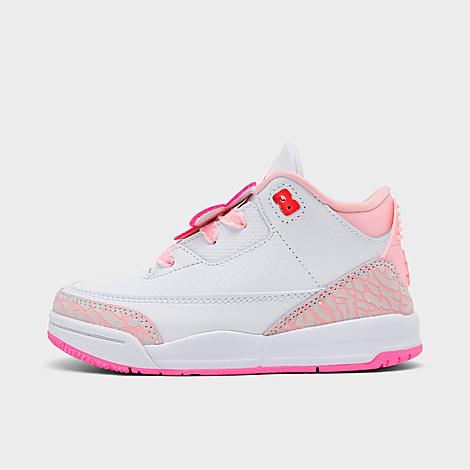 Girls' Toddler Air Retro 3 Basketball Shoes in Pearl Pink/Hyper Orange/Pink Bloom