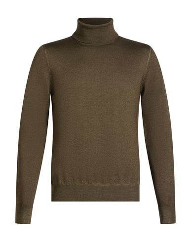 Man Turtleneck Military green Size 38 Virgin Wool