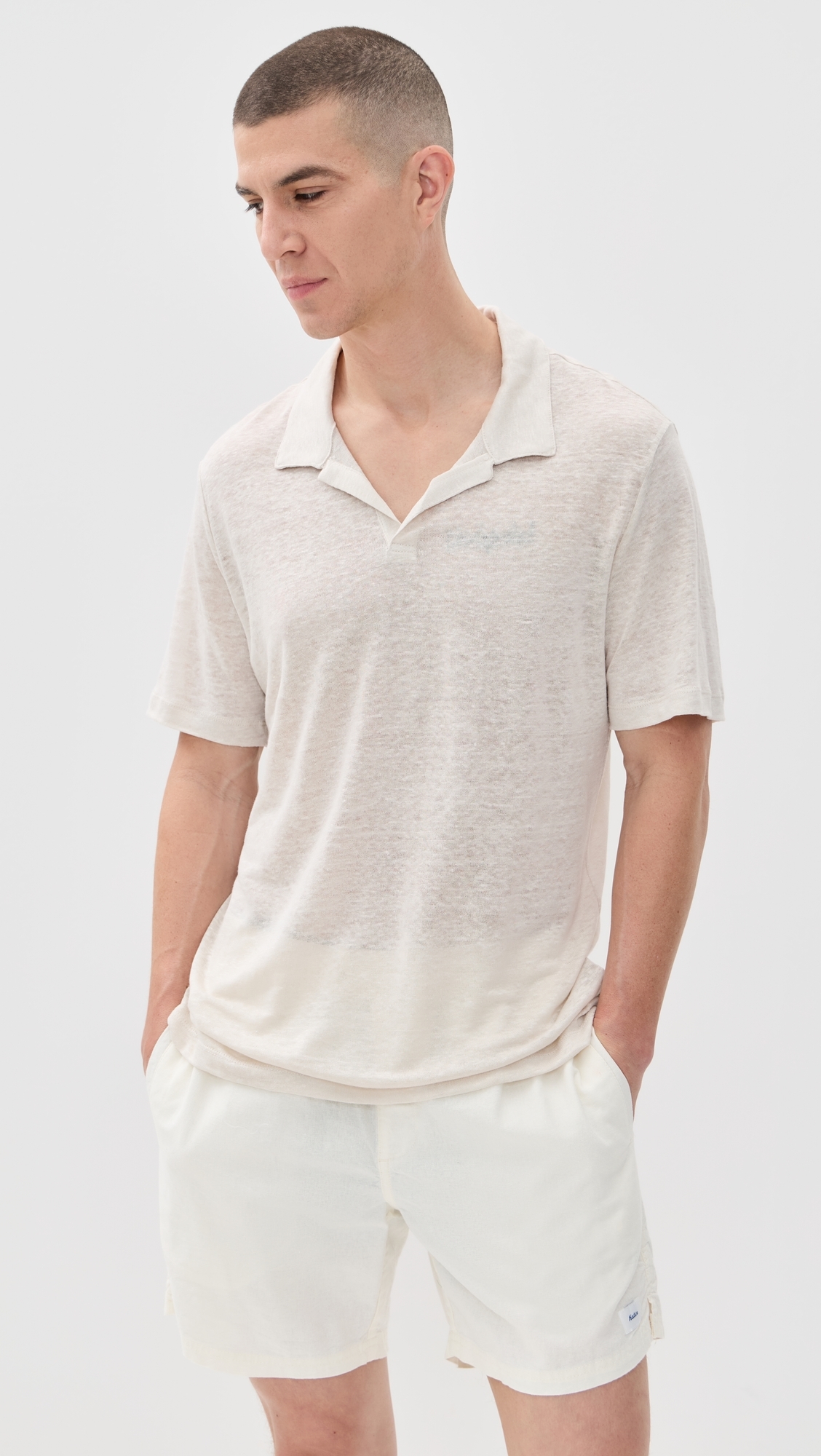 Shaun Linen Polo Stone