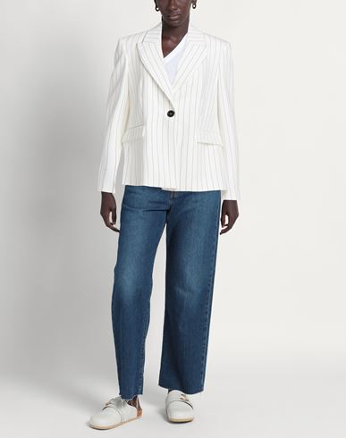 Woman Blazer White Size 10 Polyester, Viscose, Elastane