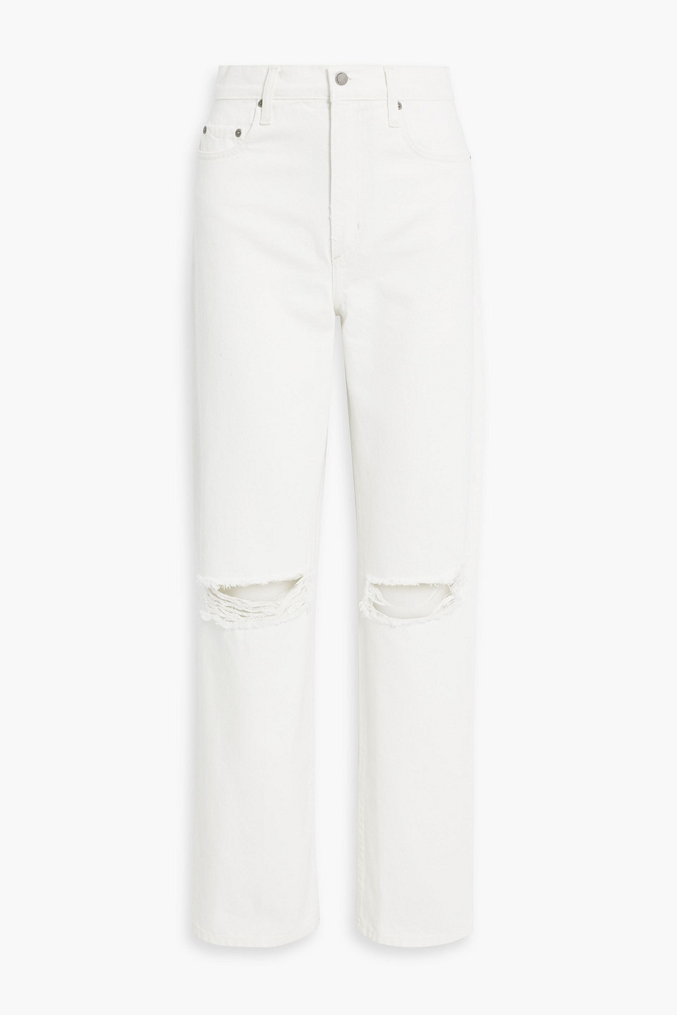 Love distressed high-rise straight-leg jeans - White - 25