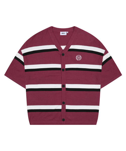 XTK144 Preppy Stripe Short Sleeve Knit Cardigan