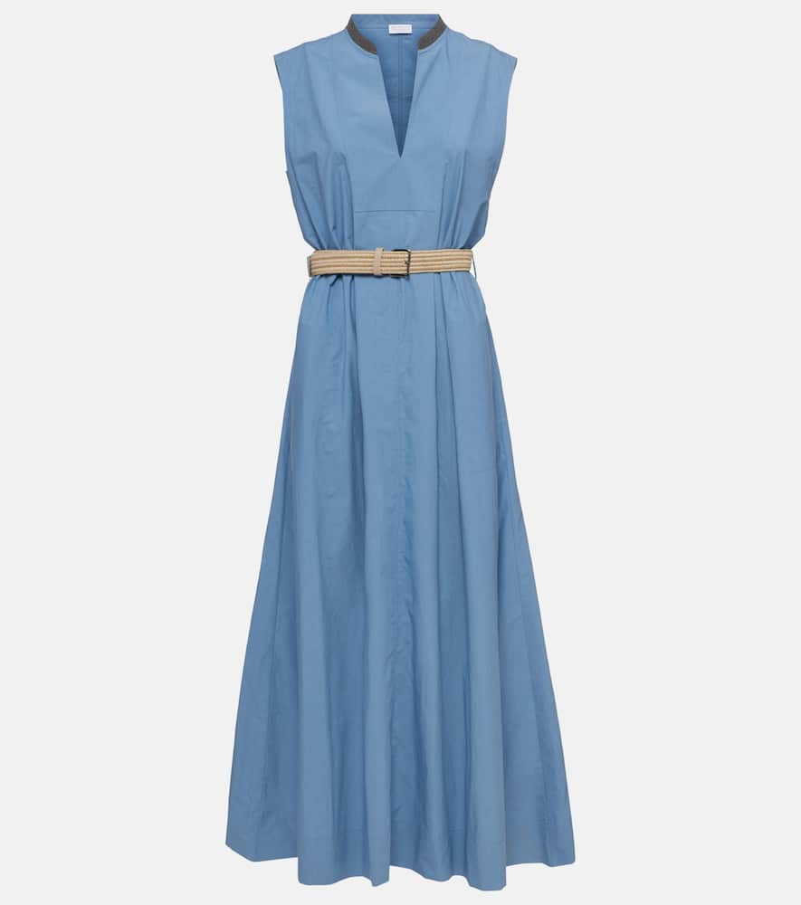 Embellished cotton poplin maxi dress
